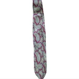Oscar de la Renta Men's Tie Red Blue Silver 100% Silk Paisley